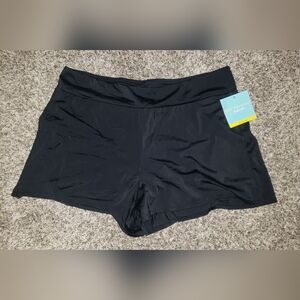 NWT Bal Harbour| Women's Black Swim Shorts with Attached Bikini Bottom